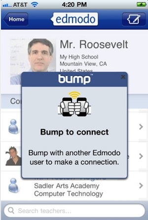 The new bump functionality in the mobile editions of Edmodo